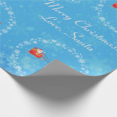 Modern Unicorn Santa Snow Merry Xmas Bäume Blau Geschenkpapier (Ecke)