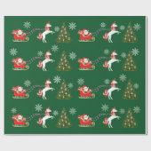 Modern Unicorn Santa Snowflakes Weihnachtsbaum Geschenkpapier (Flach)