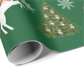 Modern Unicorn Santa Snowflakes Weihnachtsbaum Geschenkpapier (Rolleneckpunkt)