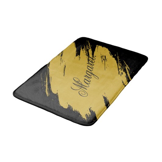 Modern Unique Bath Mat Featuring Custom Name Desig Badematte (Schrägansicht)