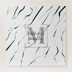 Modern Unique Black White Marble Familie Puzzle