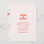 Modern unique bold funky red Save the Date Wedding Einladung (Vorne/Hinten)