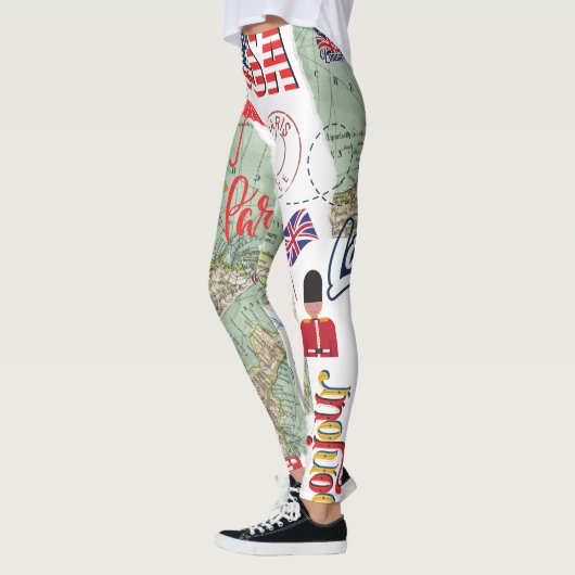 Modern Unique Design World Maps USA Traveller Leggings (Links)