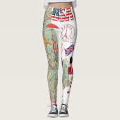Modern Unique Design World Maps USA Traveller Leggings (Vorderseite)
