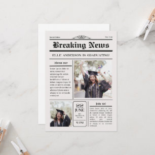 Modern Unique Fun Foto Newspaper Abschluss Einladung