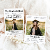 Modern Unique Fun Foto Newspaper Abschluss Einladung