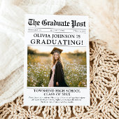 Modern Unique Fun Foto Newspaper Abschluss Einladung