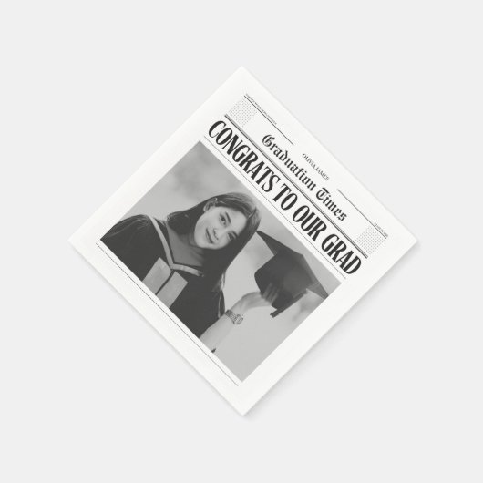 Modern unique funny photo newspaper graduation serviette (Ecke)