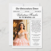 Modern Unique Newspaper Photo Quinceanera Einladung (Vorderseite)
