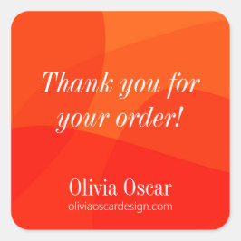 Modern Unique Red Orange Abstract Art Thank You Quadratischer Aufkleber