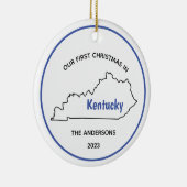Modern Unser 1. Weihnachten in Kentucky Keramik Ornament (Rechts)