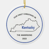 Modern Unser 1. Weihnachten in Kentucky Keramik Ornament (Vorne)