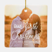 Modern Unser erstes Verheiratetes Foto zu Weihnach Keramikornament (Rückseite)