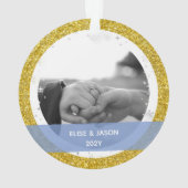 Modern Unser erstes Weihnachten Verheiratet 2 Foto Ornament (Rückseite)