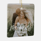 Modern Unser erstes Weihnachtsfest-Foto Keramikornament (Rechts)
