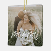 Modern Unser erstes Weihnachtsfest-Foto Keramikornament (Links)