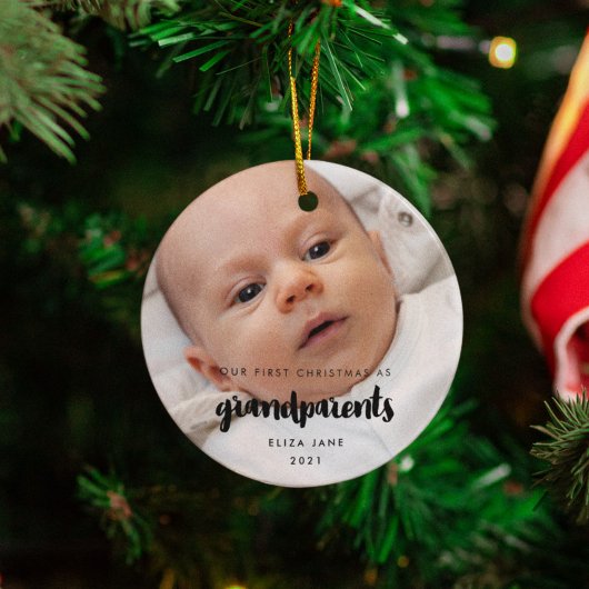 Modern Unsere ersten Weihnachten als Großeltern Keramik Ornament
