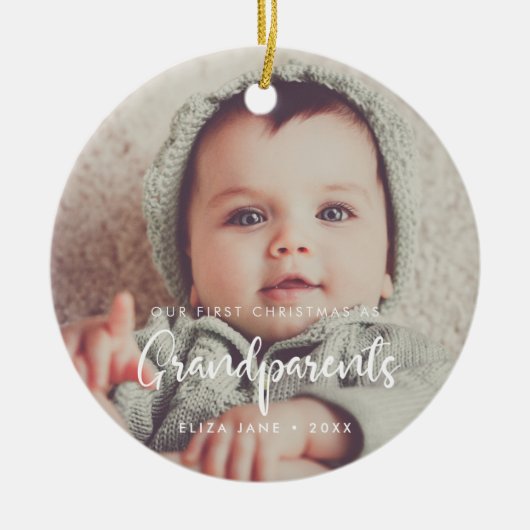 Modern Unsere ersten Weihnachten als Großeltern Keramik Ornament (Vorne)