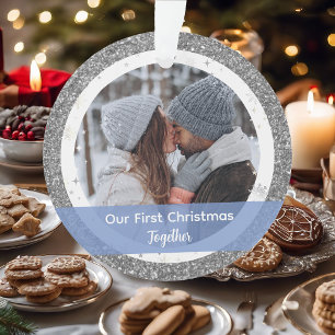 Modern Unsere ersten Weihnachten zusammen 2 Fotos Ornament