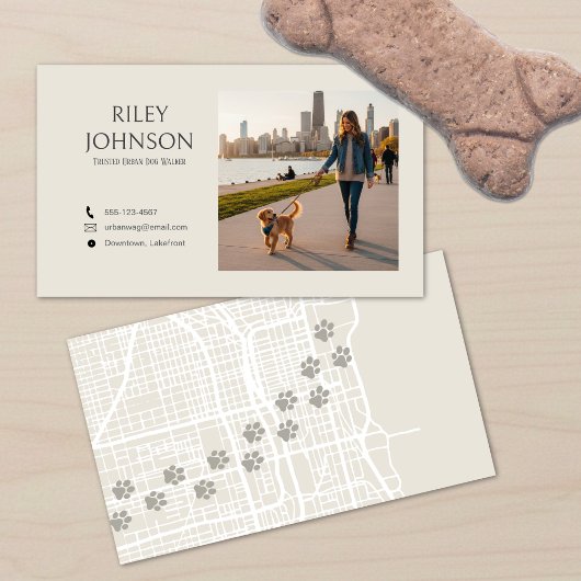 Modern Urban Dog Walker Business Card Visitenkarte
