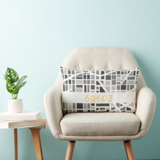 Modern Urban Map Grey White Architectural Zip Code Lendenkissen