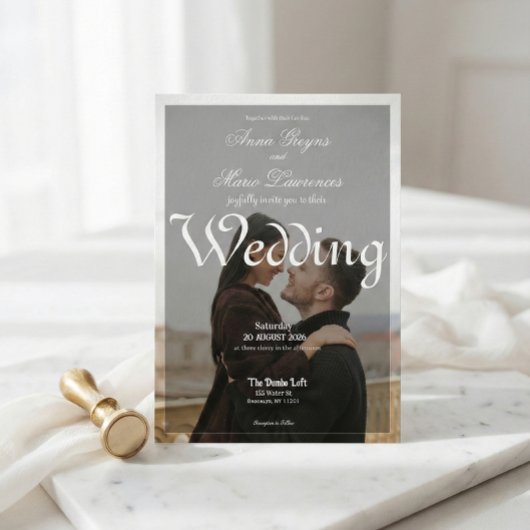 Modern Urban Minimalist Photo Overlay Calligraphy Einladung