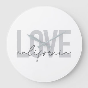 Modern, urban, trendy, cool design Love California Große Wanduhr