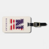 Modern USA Flag Monogram N Gepäckanhänger (Vorderseite horizontal)