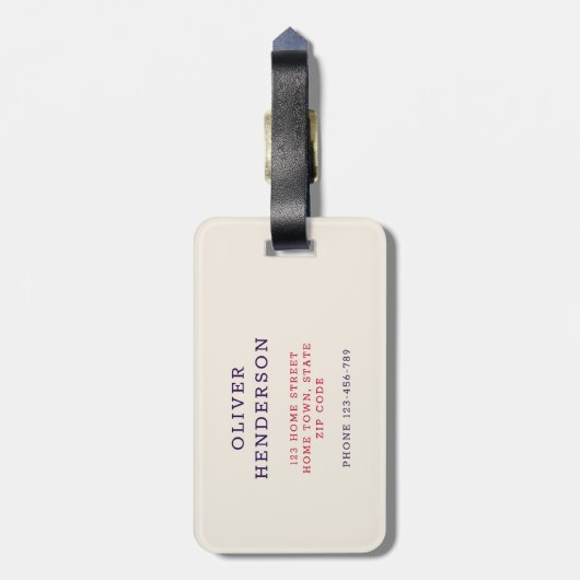 Modern USA Flag Monogram O Gepäckanhänger (Rückseite vertikal)