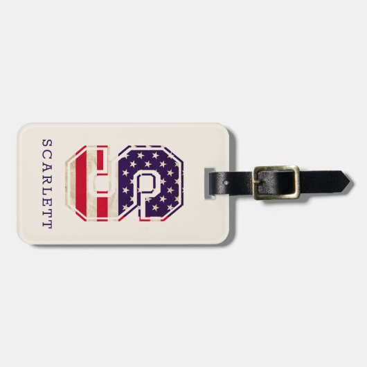 Modern USA Flag Monogram S Gepäckanhänger (Vorderseite horizontal)