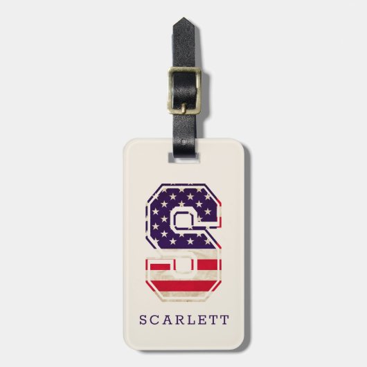 Modern USA Flag Monogram S Gepäckanhänger (Vorderseite vertikal)