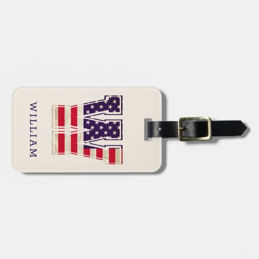 Modern USA Flag Monogram W Gepäckanhänger (Vorderseite horizontal)