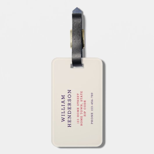 Modern USA Flag Monogram W Gepäckanhänger (Rückseite vertikal)