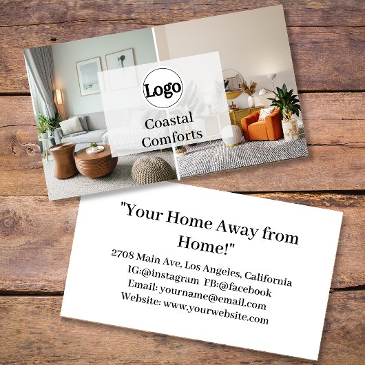 Modern Vacation Rental Custom Logo Visitenkarte