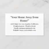 Modern Vacation Rental Custom Logo Visitenkarte (Rückseite)