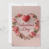 Modern Valentine’s Day Card – Red Heart & Flower Einladung (Vorderseite)
