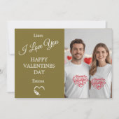 Modern Valentine’s Day Photo Card – Olive Dankeskarte (Vorderseite)
