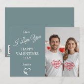 Modern Valentine’s Day Photo Card – Slate Gray Dankeskarte (Vorne/Hinten)
