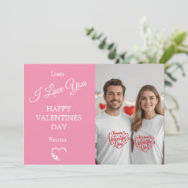 Modern Valentine’s Day Photo Card – Soft Coral Dankeskarte