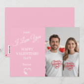 Modern Valentine’s Day Photo Card – Soft Coral Dankeskarte (Vorne/Hinten)