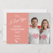 Modern Valentine’s Day Photo Card – Soft Coral Dankeskarte (Vorderseite)