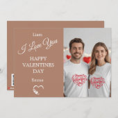 Modern Valentine’s Day Photo Card – Tan Dankeskarte (Vorne/Hinten)