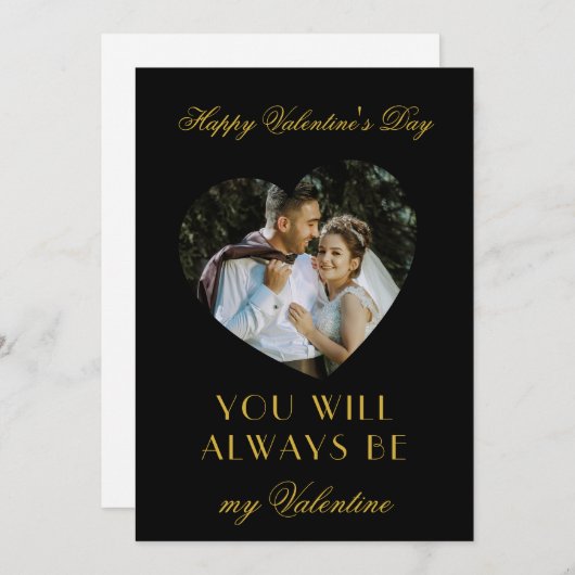 Modern Valentines Day Black Note Card for Couples Mitteilungskarte (Vorne/Hinten)