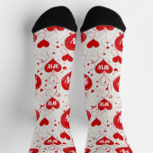 Modern Valentine's Day feminine Monogram Herzen Socken (Oben)