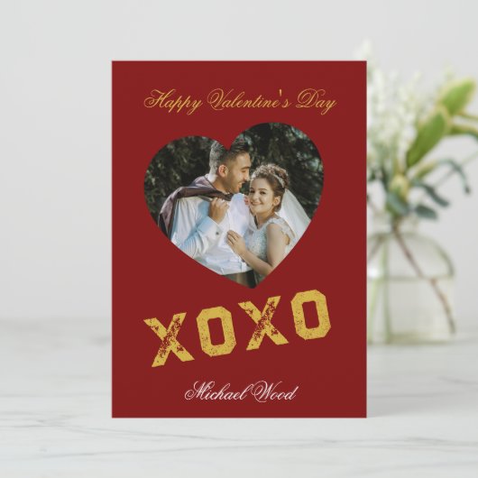 Modern Valentines Day XOXO Love Note Card for Coup Mitteilungskarte (Stehend Vorderseite)