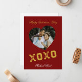 Modern Valentines Day XOXO Love Note Card for Coup Mitteilungskarte (Vorderseite/Rückseite Beispiel)