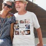 Modern | Vatertag | Foto Collage T - Shirt<br><div class="desc">Modernes Foto Collage für alle Großväter dieses Tages, mit der Vorlage Nachricht, die "HAPPY VATER DAY GRANDPA MIT LIEBE ROSIE". Mit 8 quadratischen Fotografien, einfach zu personalisieren und alle komplett editierbar für Sie, um Ihre eigene Nachricht und für wen es ist. Alle Textstile, Schriftart und Farbe können durch Anklicken des...</div>