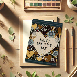 Modern Vatertag Maskuline Blumenherz Karte