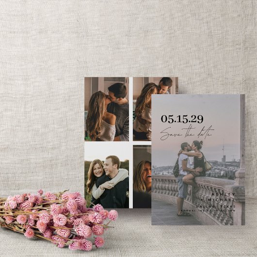 Modern Vellum Overlay Simple Typografie 5 Foto Save The Date