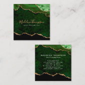 Modern Velvet Green Marble Agate Geode Square Quadratische Visitenkarte (Vorne/Hinten)